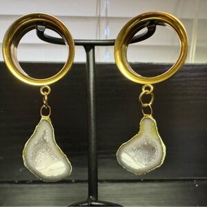 Gold and Silver Geode Drop Earrings